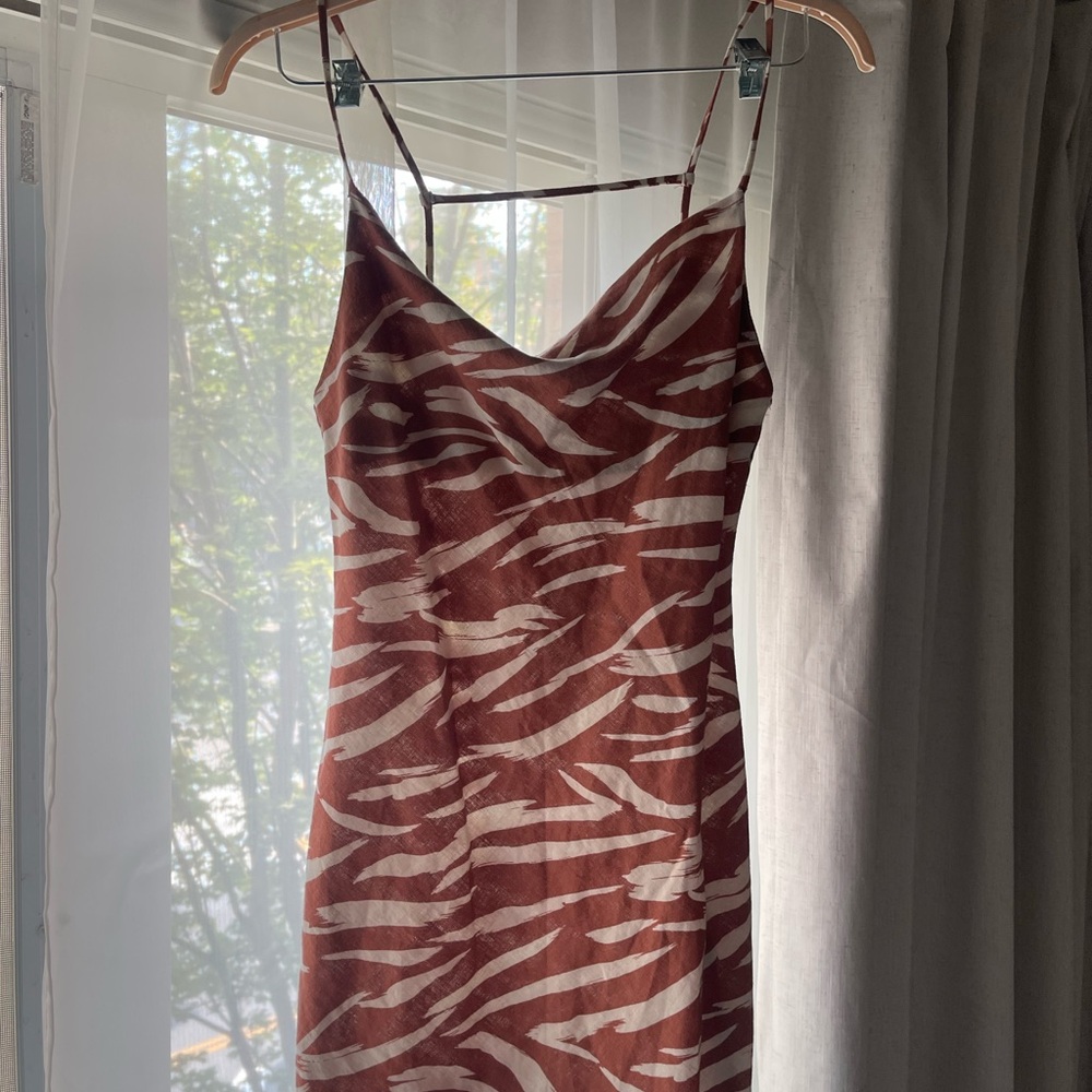Mini Slip Dress with Rust Zebra Print